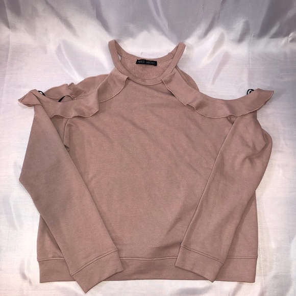 NWOT Mixed Threads Cold Shoulder Ruffled Top XL - Picture 1 of 3